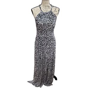 BR Halter Maxi Dress in Black & White Print - Perfect for Warm Weather or Vacay